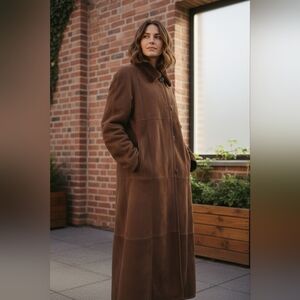 Vtg Alban Di Ferrari Genuine Shearling Long Coat Real Sheepskin Made in Italy